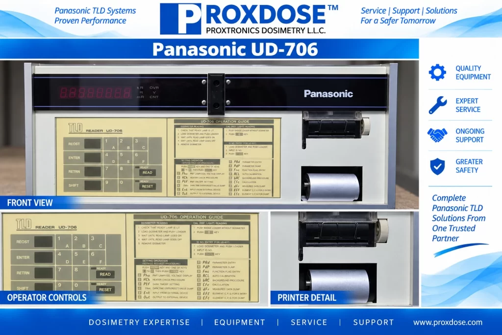 Panasonic UD-706 TLD reader with operator controls and printer detail.