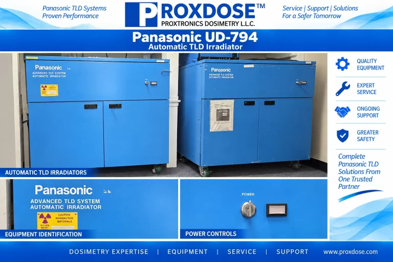 Panasonic UD-794 automatic TLD irradiators with equipment identification and power-control details,